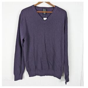 NWT Jos A Bank Sweater Mens Large Pima Cotton Purple V Neck Traveler Preppy